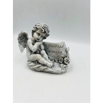   Sírdísz angyal+pergamen "Emléked őrizzük" 12x13cm