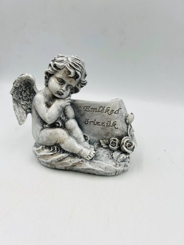 Sírdísz angyal+pergamen "Emléked őrizzük" 12x13cm