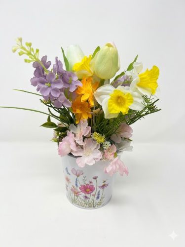 virágkompozíció kaspóban – választható felirattal 