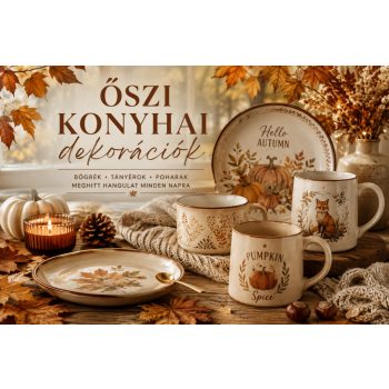 Őszi bögrék és tányérok , párnahuzat, terítő